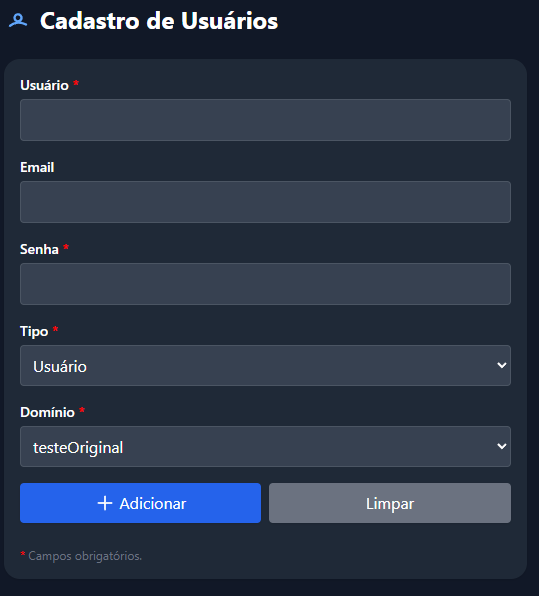 Tela de Cadastro de Usuários
