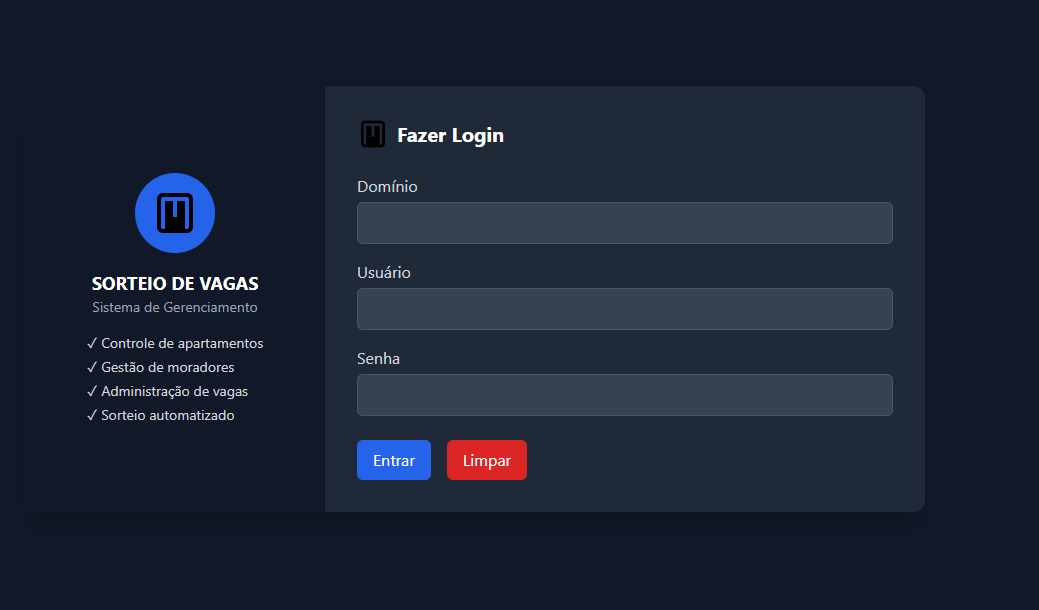 Tela de Login do Sistema